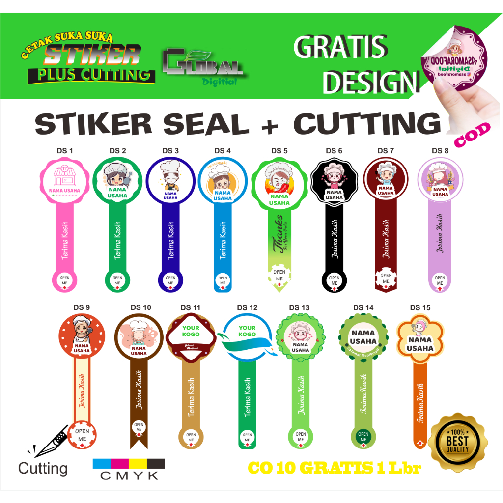 

STIKER SEAL STICKER / LABEL / CUT / CUSTOM / CROMO / VINIL / TRANSPARAN (PRINT & CUT) SUKA SUKA