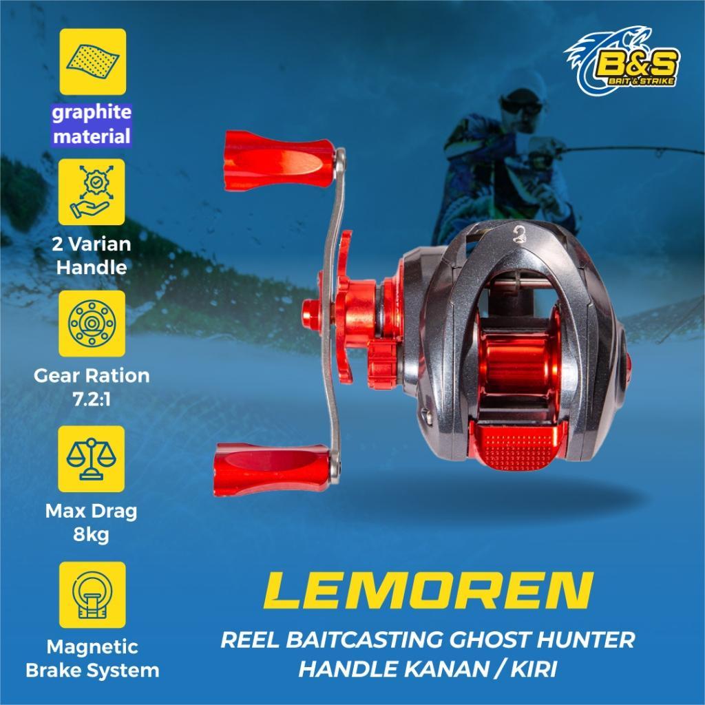 Reel BAITCASTING Lemoren GhostHunter Ratio 7.2:1 Max drag 8kg Reel BC handle kanan/kiri RP003