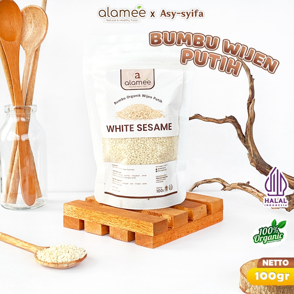 

ALAMEE Wijen Putih White Sesame Seed Bumbu Dapur Organik Masak Rempah Tanpa Campuran Seasoning 100g