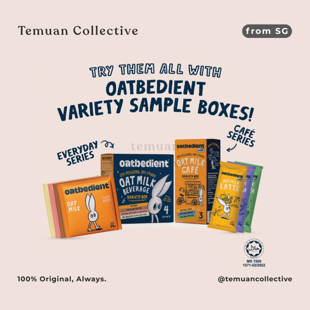 

Oatbidient Oat Milk Powder Matcha, Latte, Mocha | Variety Sample Box | Original, Lite, Chocolate, Chia Seeds | Instant To-Go | Non Dairy, Vegan, Plant-Based | Creamy, Non-GMO, Gluten-Free | Healthy Breakfast Susu Bubuk Instan, Snack, Coffee Drink Mix