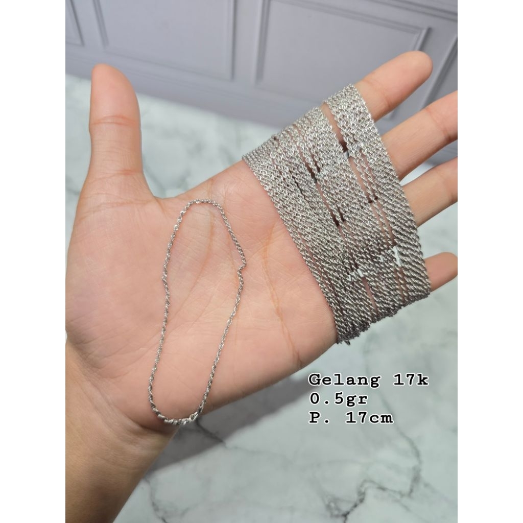 Gelang rantai tambang lilit mas putih