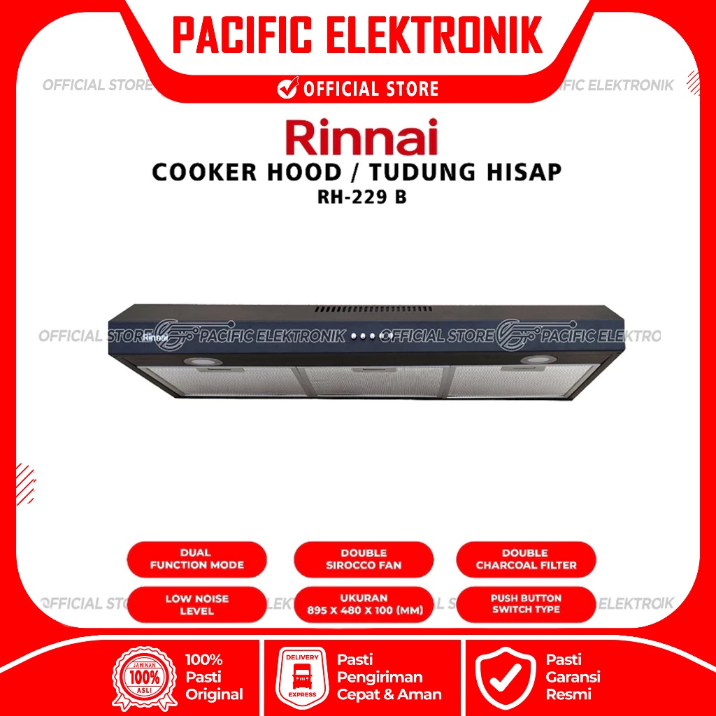 Penyedot Asap Kompor Cooker Hood Rinnai 90cm RH 229B