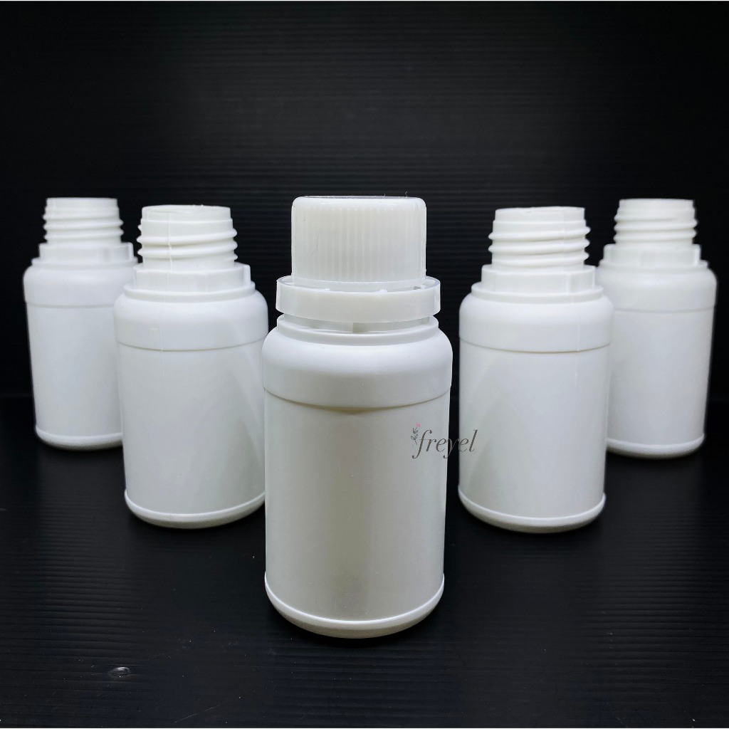 Botol Agro Labor 100 ml HDPE Plastik Putih Solid / Botol Pupuk Pafum Kimia 100 ml / Botol Labor 100 
