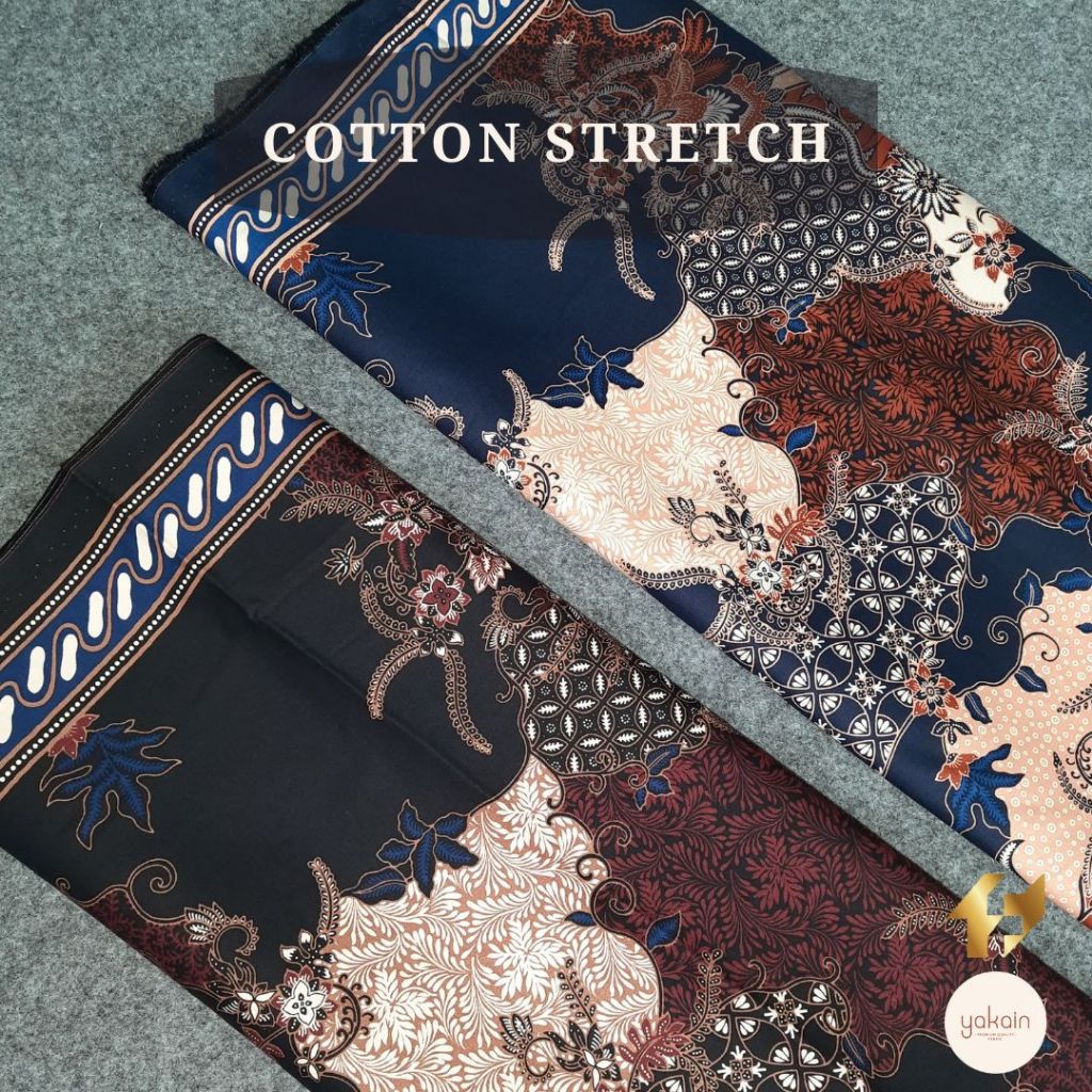 Kain Batik Katun Stretch Motif Pulau Banyuwangi Navy Lebar 150 cm Meteran