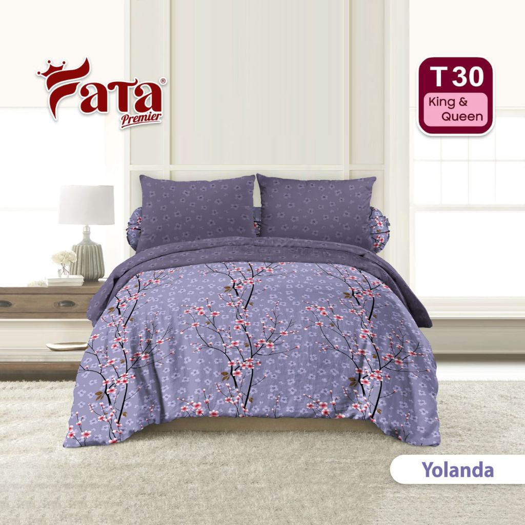 Bed Cover / Bedcover Set Sprei Tinggi 30 Motif Yolanda Ukuran King 180x200 / Queen 160x200
