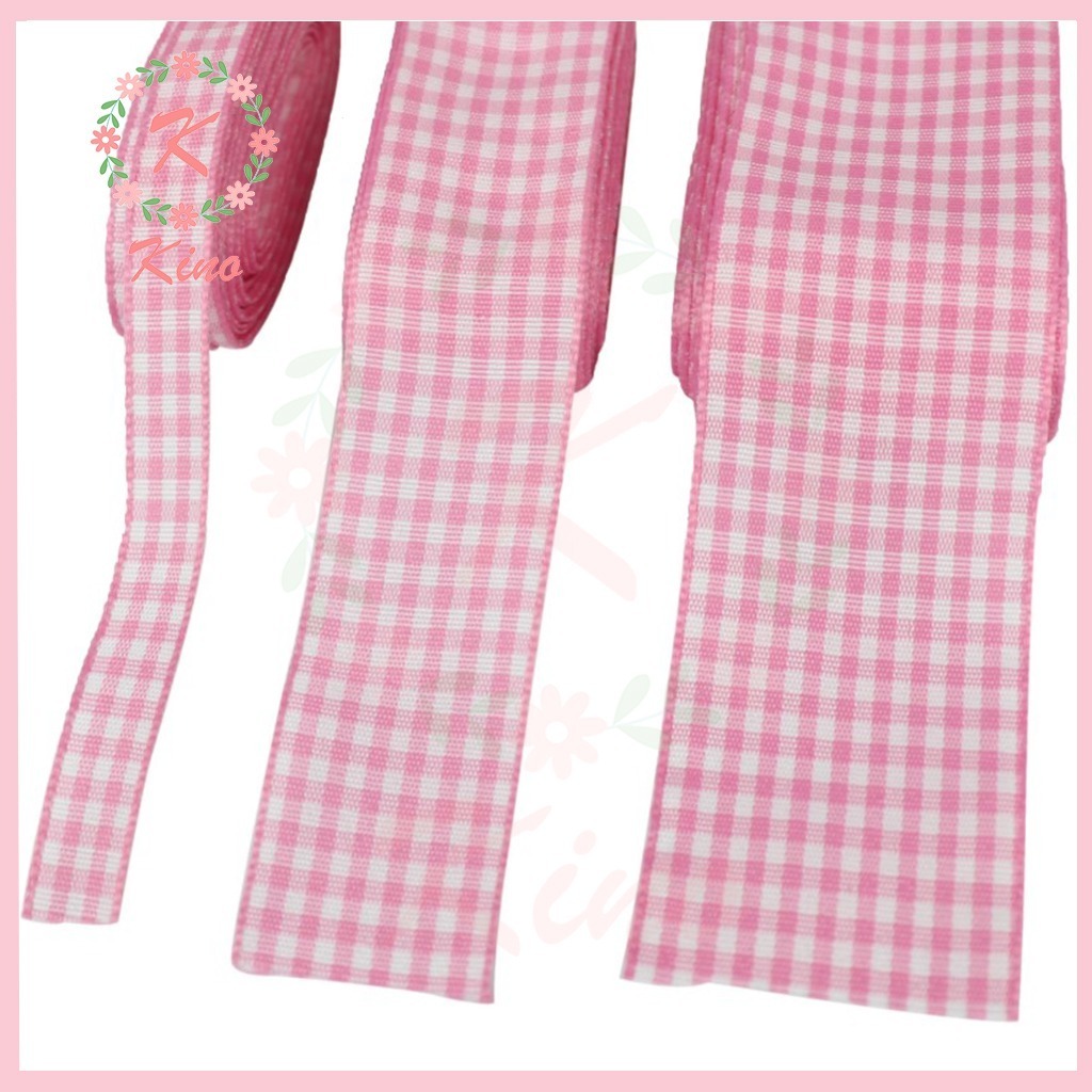 

[PER SLOP] Pita kotak plaid 1 inch jahit tepi pita kado souvenir pernikahan aksesoris pesta