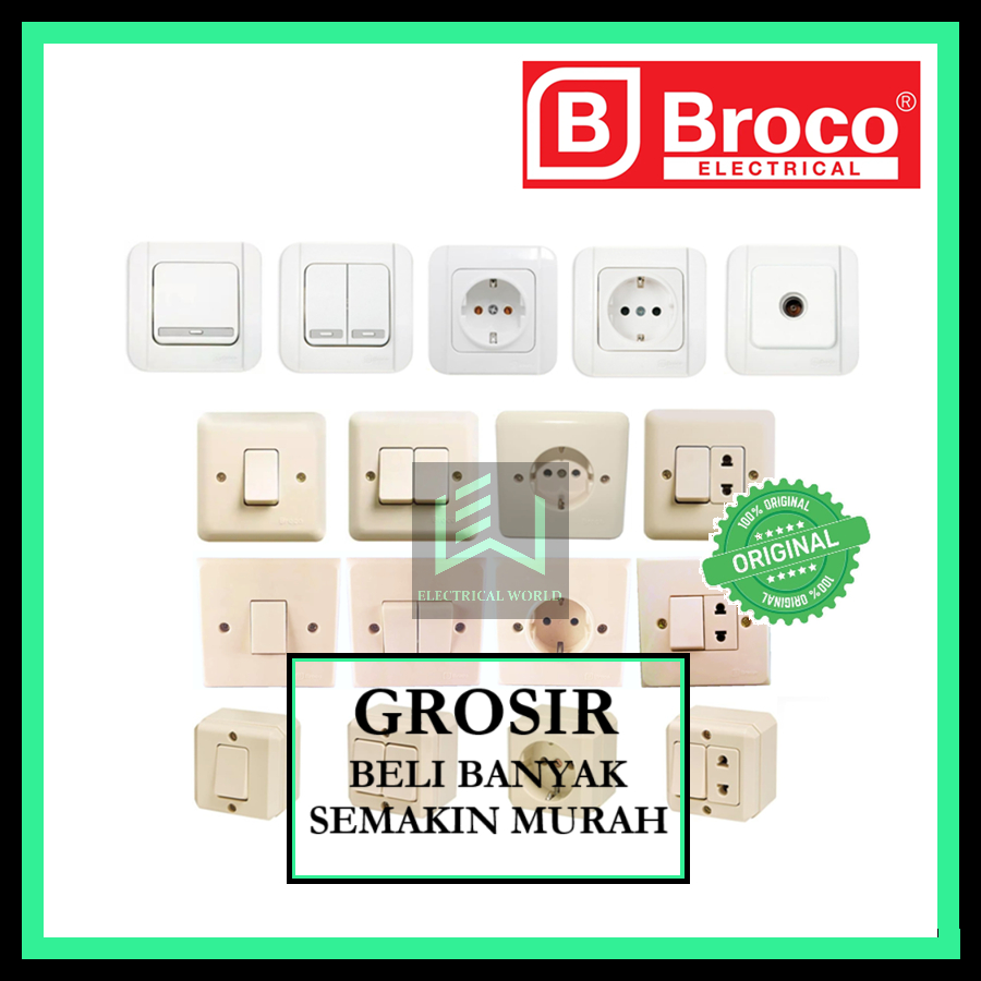 (GROSIR) BROCO Saklar Engkel Seri dan Stop Kontak - NEW GEE GALLEO ALLEGRA Tunggal Ganda Stopkontak