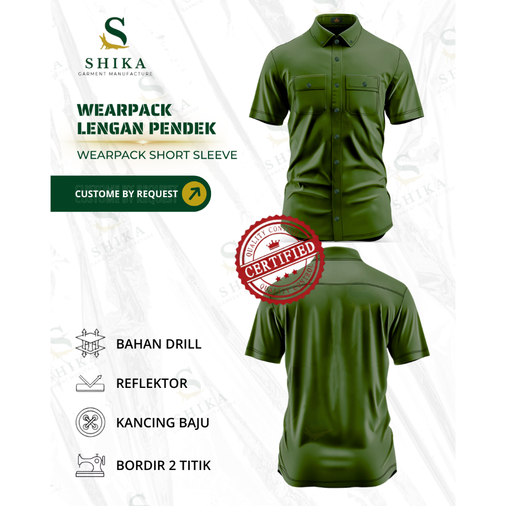 Kemeja PDL Baju PDH Pria Wanita Unisex Baju PDL Seragam Atasan PDL Lapangan Lengan Pendek