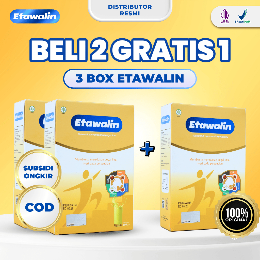 

ETAWALIN Original - Susu Etawa 3 Box Atasi Nyeri Sendi Pegal Linu Rematik Asam Urat BPOM Kolesterol Pengapuran Tulang Nyeri Lutut dan Punggung dengan Bahan Herbal Alami Aman