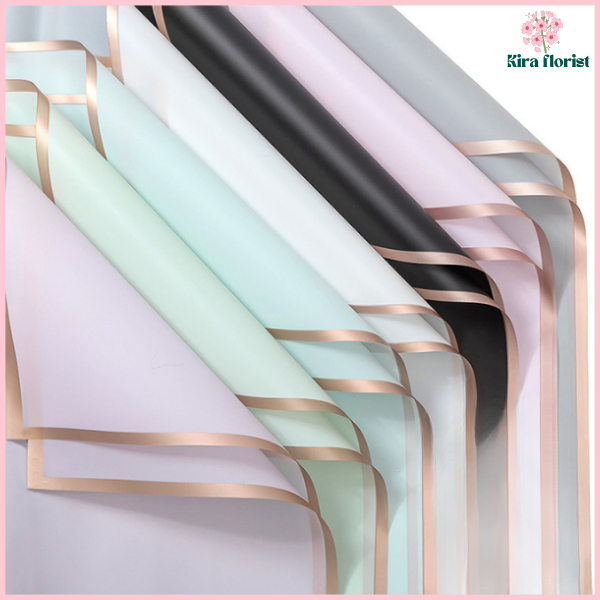 

Kertas Buket Bunga List Gold Line Emas Flower Wrapping Cellophane Paper Florist KB10