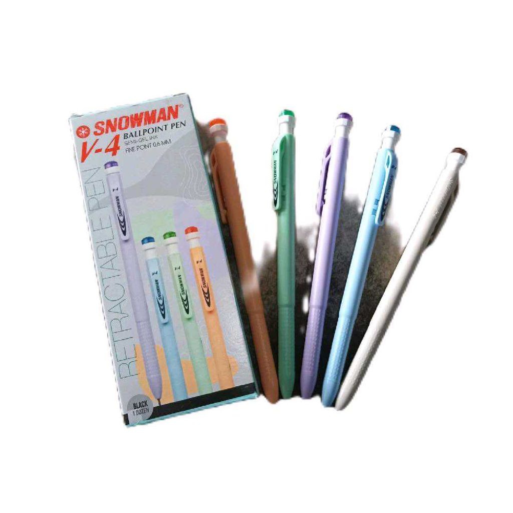 

snowman 6 buah ballpoint pen V-4 ketebalan 0.6 mm semi gel ink per 6 pcs - enc.sup