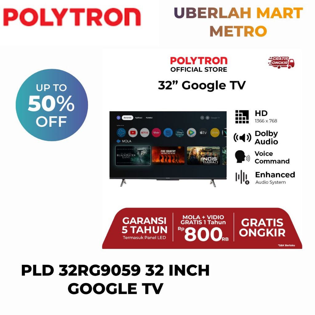 POLYTRON TV LED 32 INCI GOOGLE TV 32RG9059