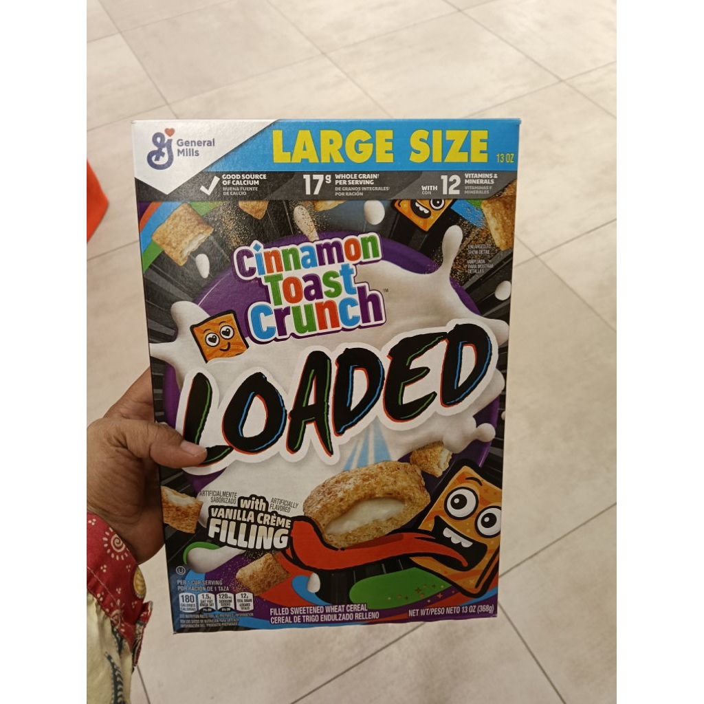 

general mill loaded cinnamon toast crunch with vanilla creme filling cereal 369gr