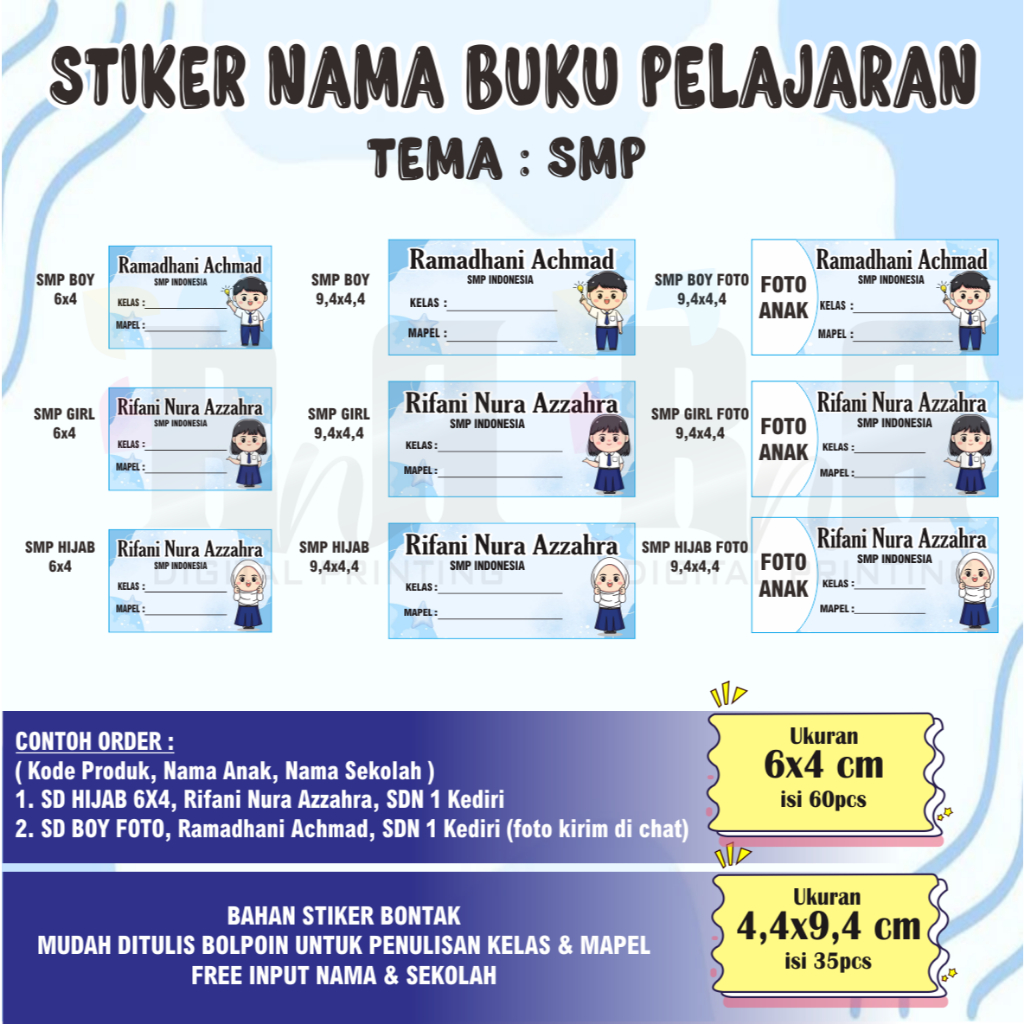 

Stiker Buku Pelajaran tema SMP