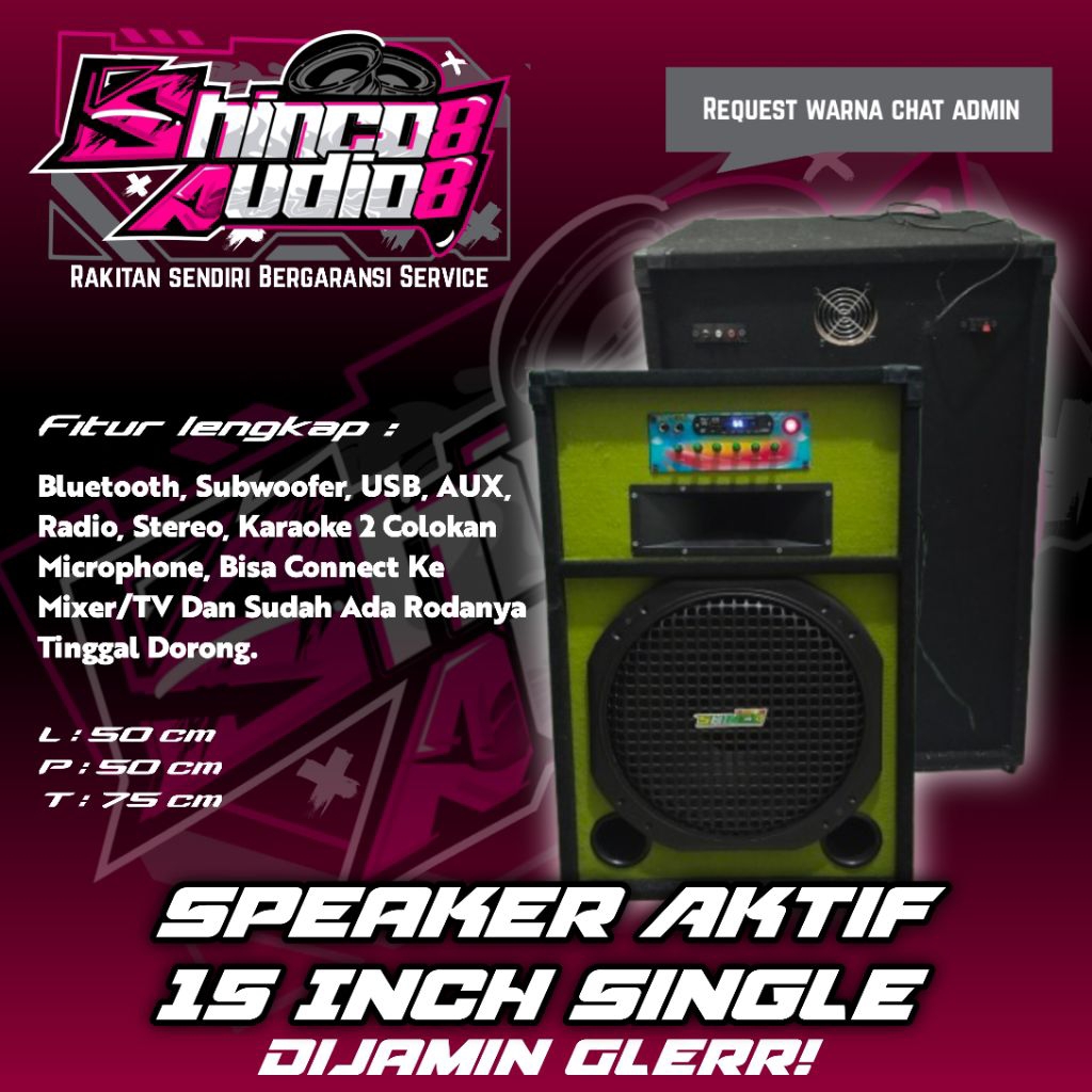 Spiker aktif rumahan 15 inch single, Bluetooth Subwoofer Bass Nglerr, Barang baru rakitan sendiri, B