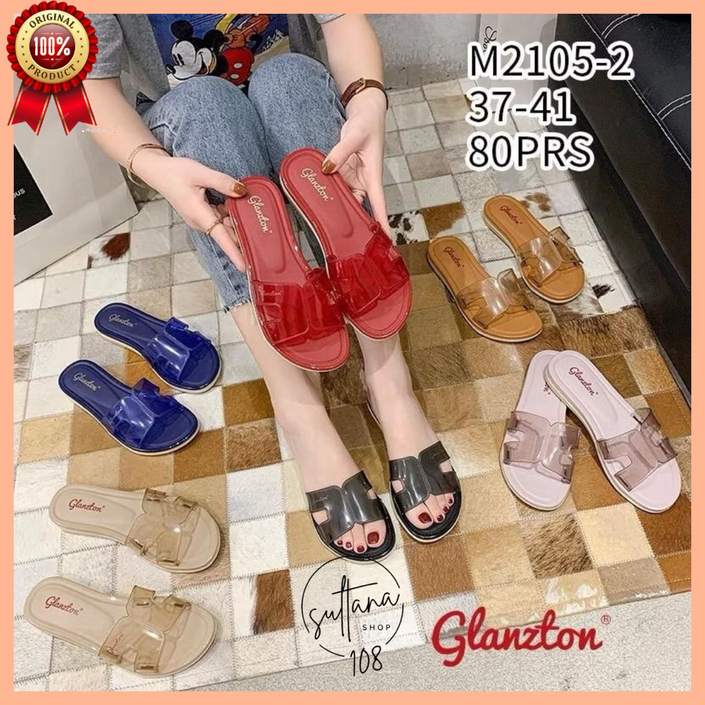 Sandal Slip Glanzton M2105 Sandal Slop Kaca Bening Transparan Terbaru