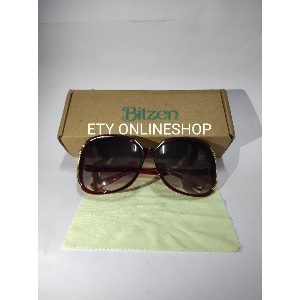 PRELOVED Bitzen Kacamata Merah Wanita Ulzzang Aviator Frame Sunglasses Polarized