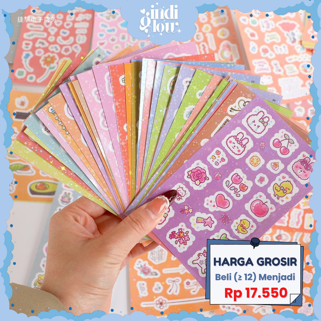 

IG 100 Lembar Stiker Dekor Pack DIY Photocard Sleeve Kpop Sticker Set Journaling Kartun Lucu