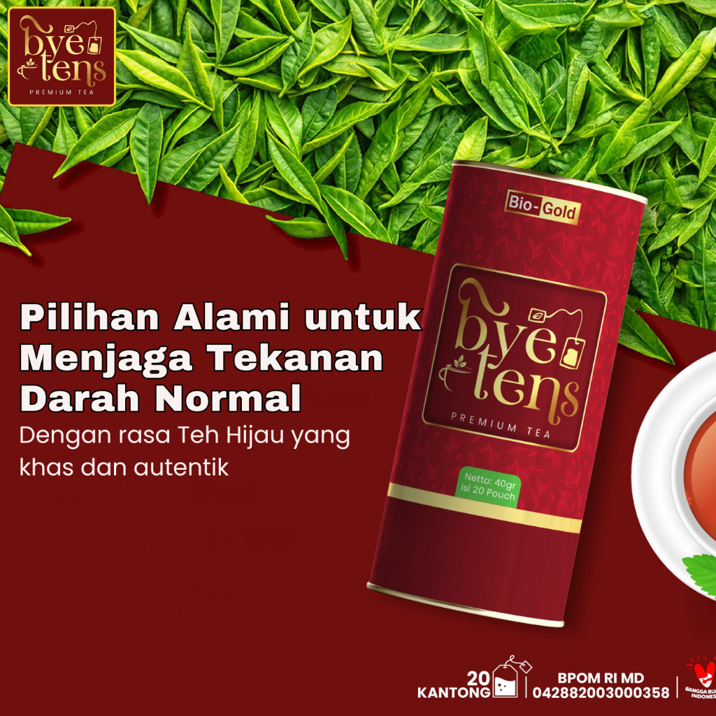 

Bye Tens Premium Tea - Minuman Teh Celup Herbal 100% Alami Menurunkan Tekanan Darah / Hipertensi