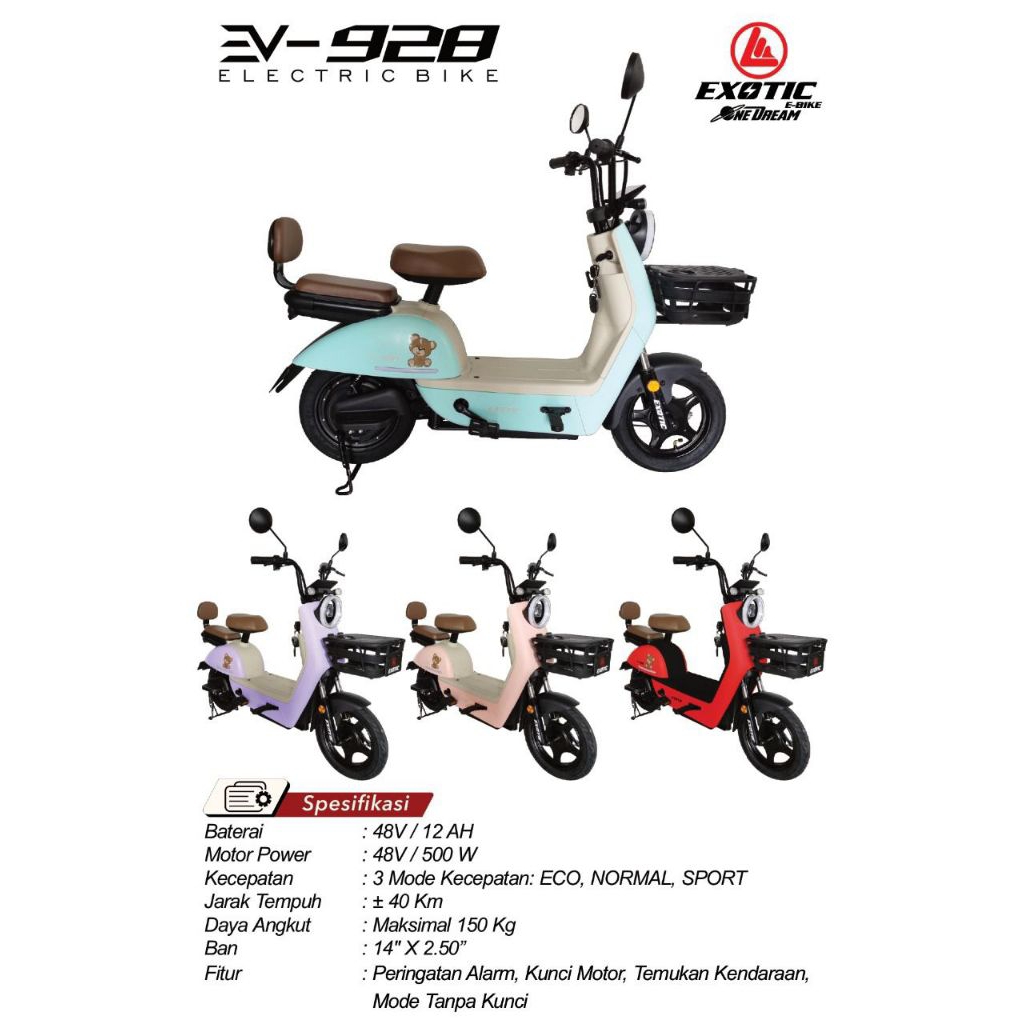 SEPEDA LISTRIK EXOTIC EV - 928 DINAMO 500 Watt