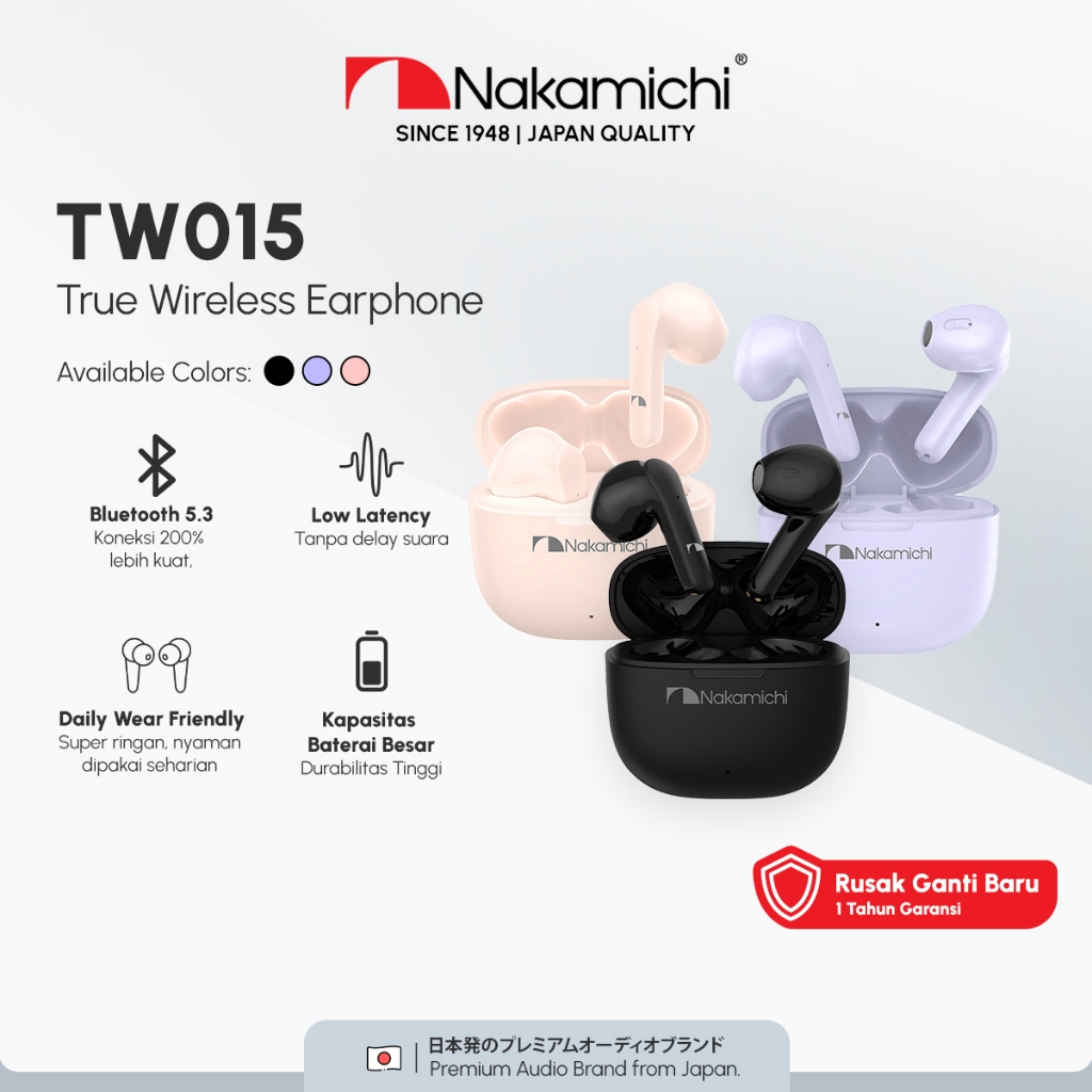 Nakamichi TW015 True Wireless Earphone Bluetooth Gaming TWS HD