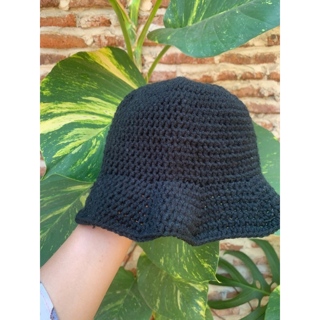 bucket hat rajut polos dewasa