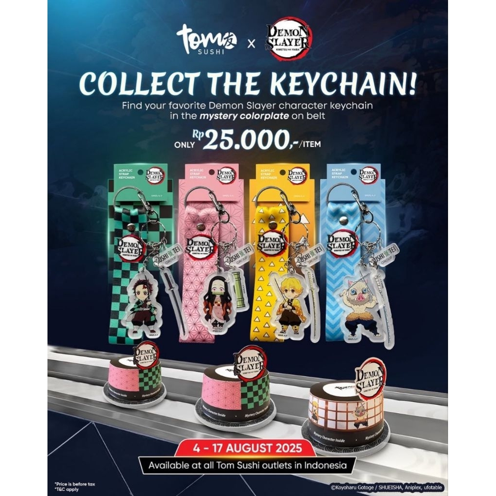 [Booked] Ready Keychain Demon Slayer X Tom Sushi Tanjiro Zenitsu Inosuke