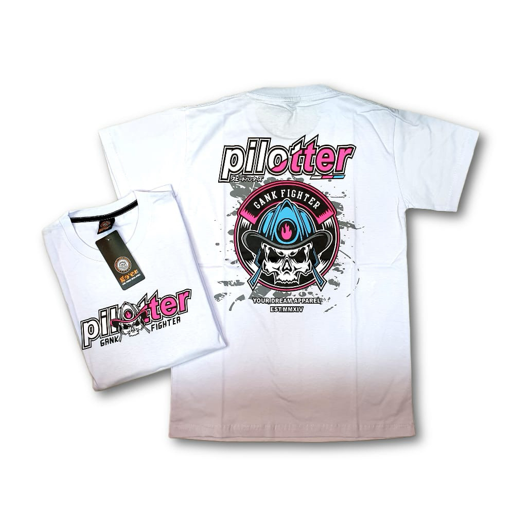 KAOS DISTRO TERBARU MOTIF PILOTER GANK BUKAN OUTFIT BIASA WARNA PUTIH