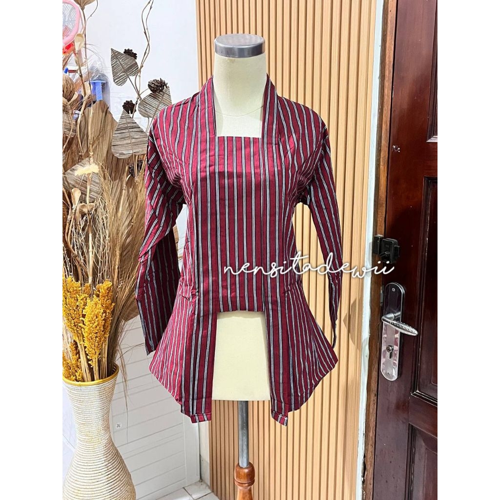 [Premium] Kebaya Lurik / Baju Jawa Lurik, Kutubaru - Katun Prasojo