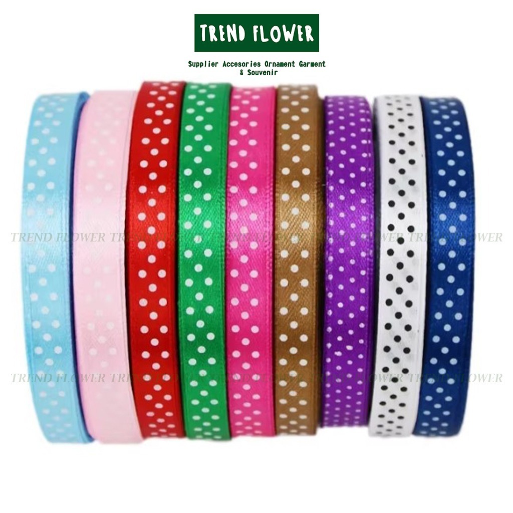 

[PER-SLOP] Pita Polkadot 1/2 inch hiasan bunga aksesoris manik manik Hampers Hiasan Kado