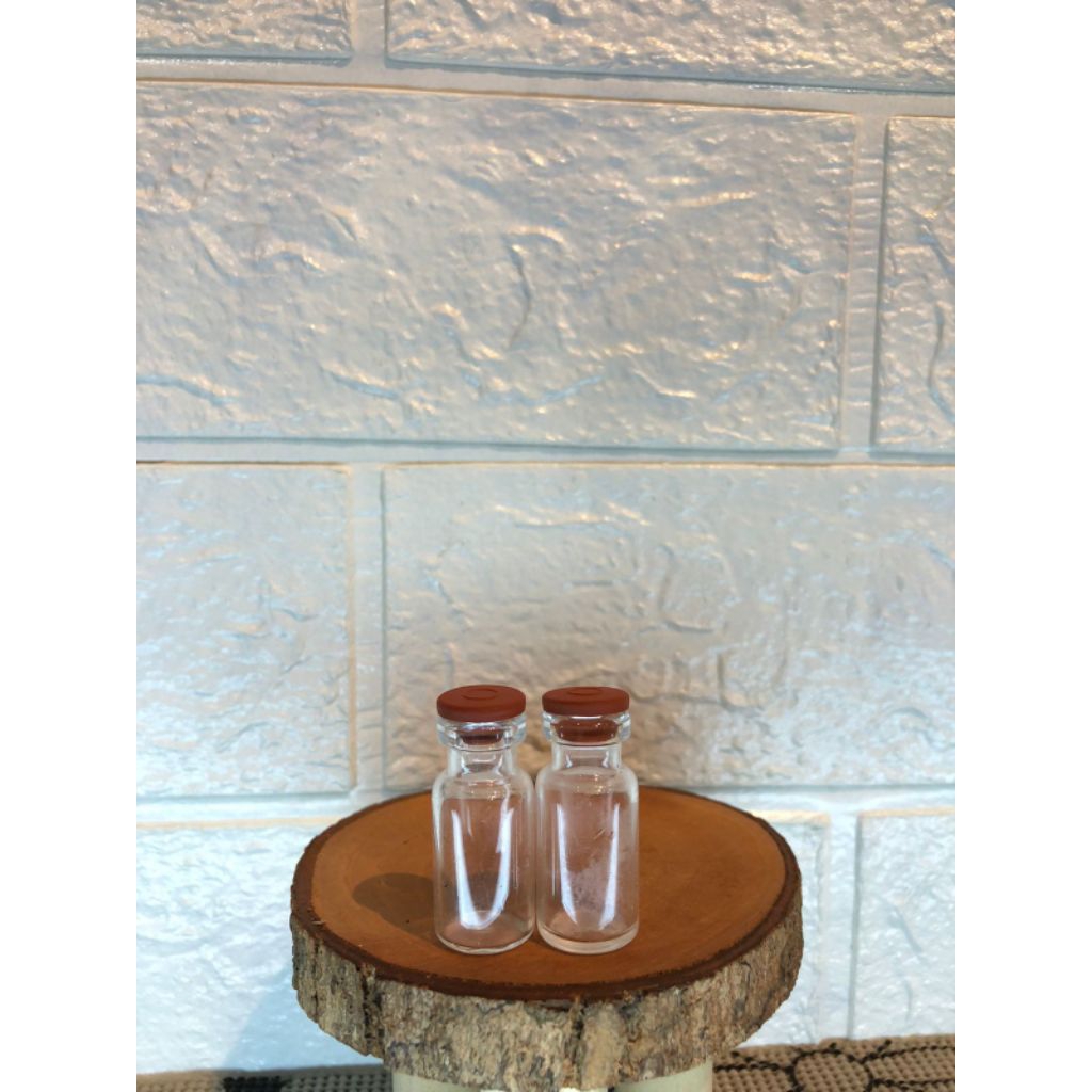 botol kaca vial 3 ml tutup karet / botol teaster/botol mini