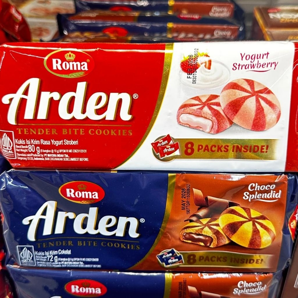 

Roma Arden Kukis Isi Krim Cokelat Krim Yogurt Stroberi 72/80 gram