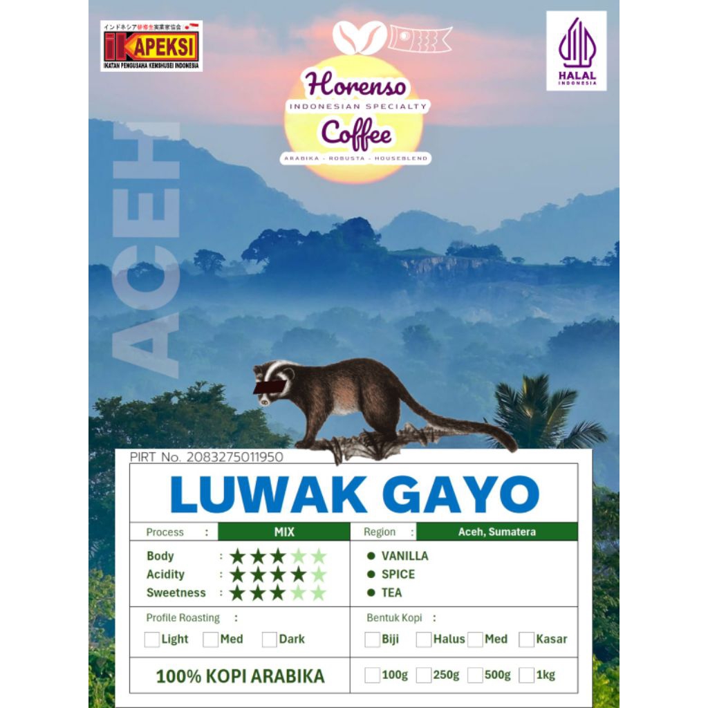 

Biji Kopi Arabica Luwak Gayo