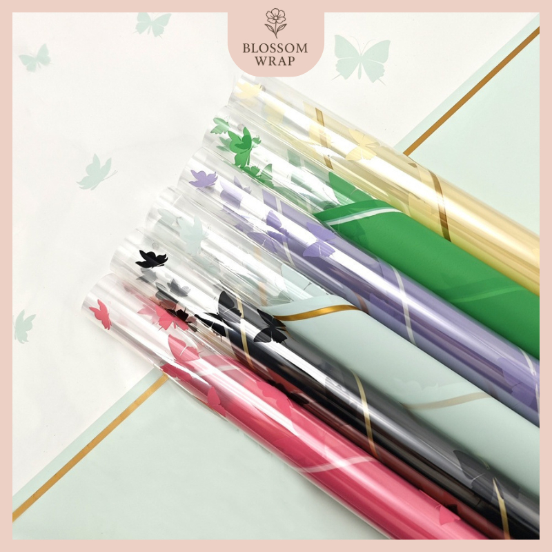 

20 LEMBAR Kertas Buket Bunga Kupu Kupu Transparan Flower Wrapping Paper Cellophane Buket KB6125