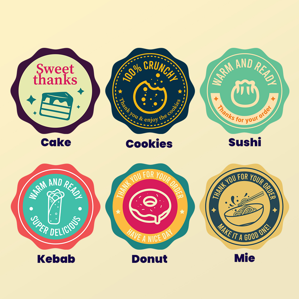 

Stiker label kemasan makanan murah dengan bahan chromo+cutting