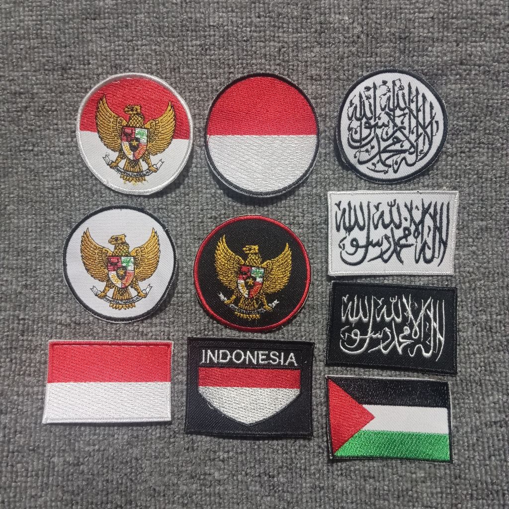 Logo Bordir bendera Indonesia, bendera tauhid, bendera palestina