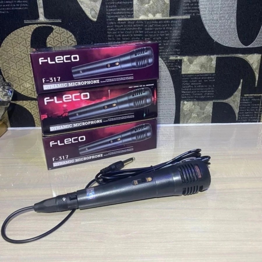 Microphone Kabel Fleco F-317 Mic Murah Berkualitas Mikrofon Suara Bass - Mic Dynamic Microphone Prof