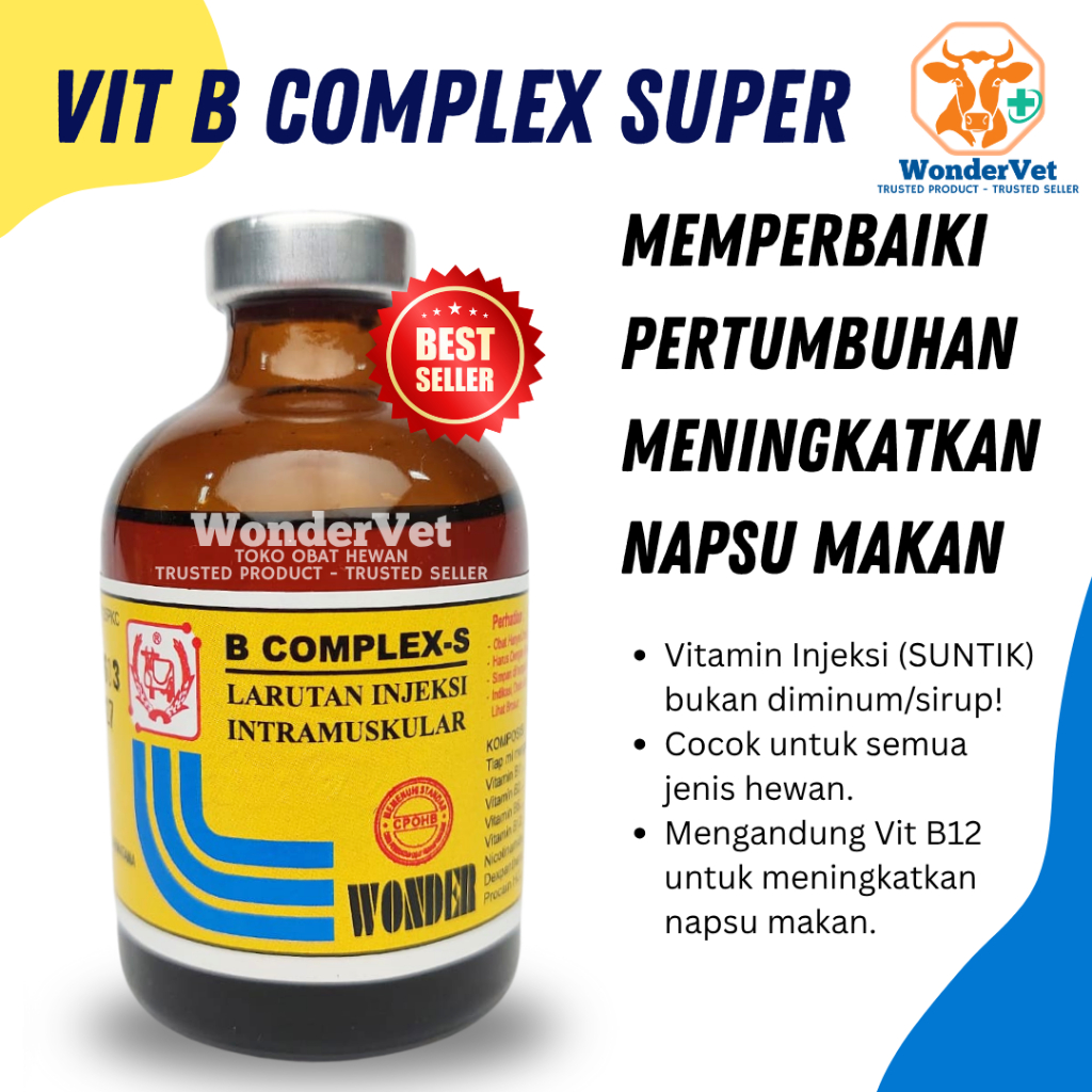 Vit B Complex Super dengan campuran vit B12 - napsu makan hewan