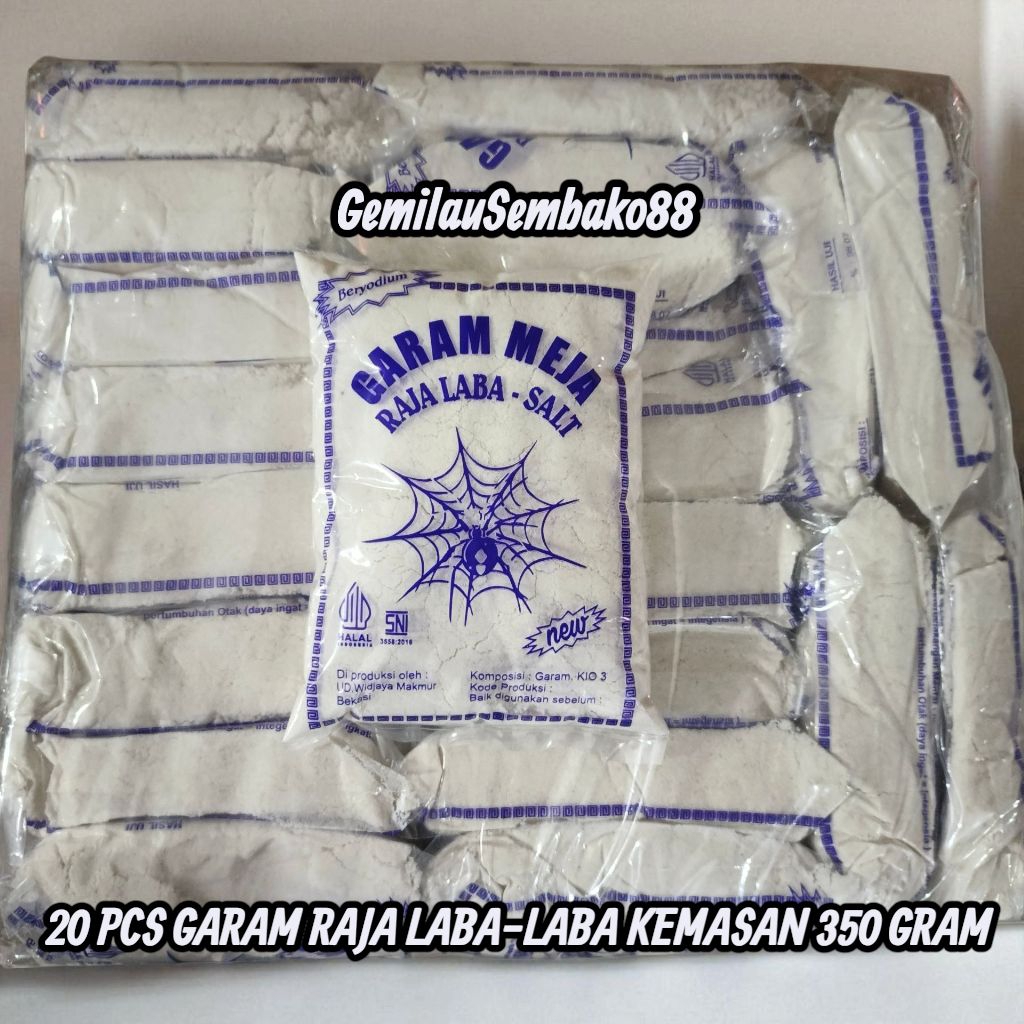 

20 PCS GARAM DAPUR CAP RAJA LABA-LABA KEMASAN 350 GRAM / GARAM / GARAM BERYODIUM / GAREM
