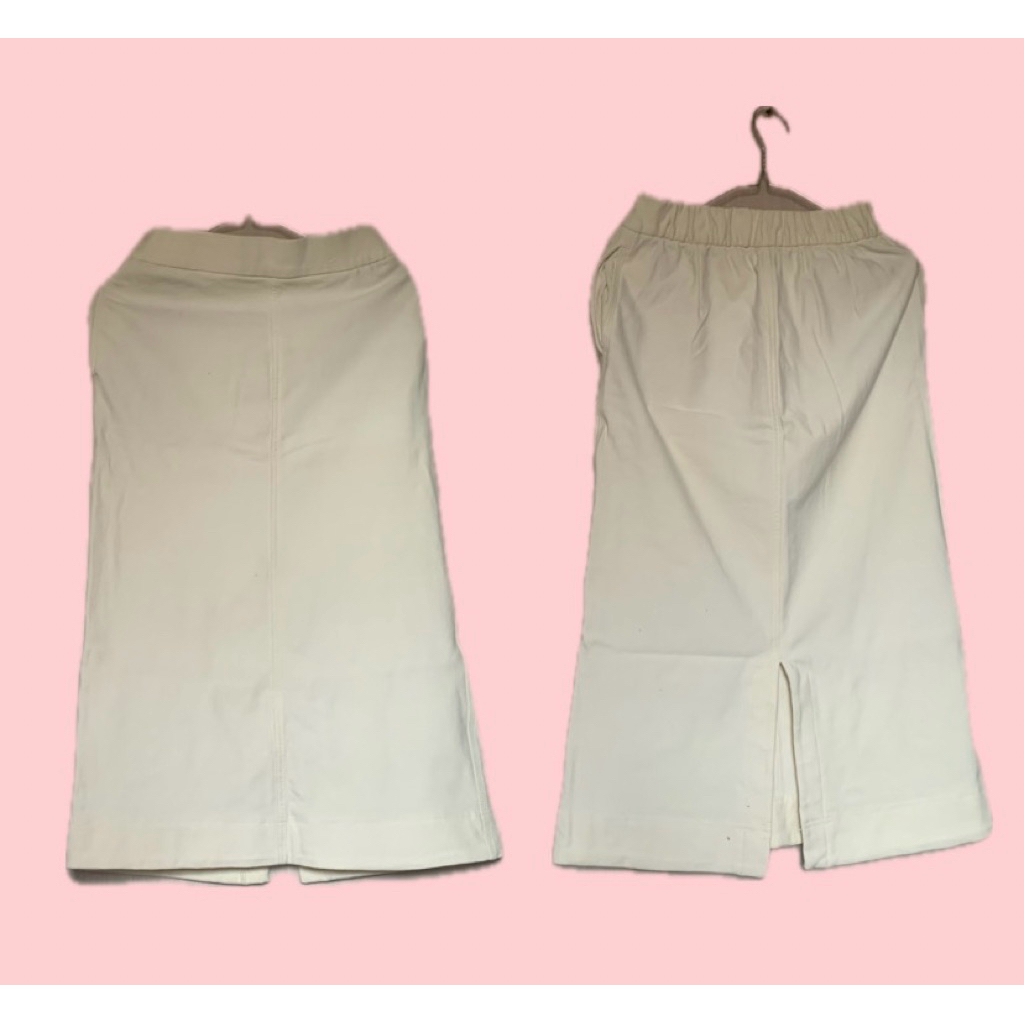 Pereloved Rok Midi Warna Putih Tulang