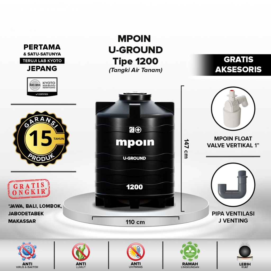 Tangki Air Tanam / Toren Air Pendam MPOIN PLUS 1200 U Ground