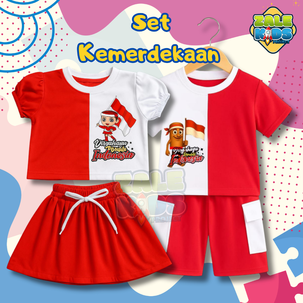 Setelan Anak Laki Laki Perempuan Merah Putih Kemerdekaan 17 Agustus Baju Anak Merah Putih