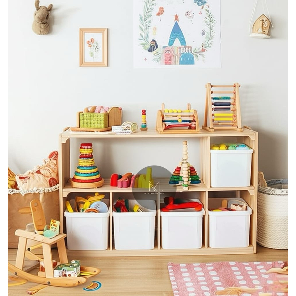 Rak mainan dan rak lego minimalis Rak mainan montessori
