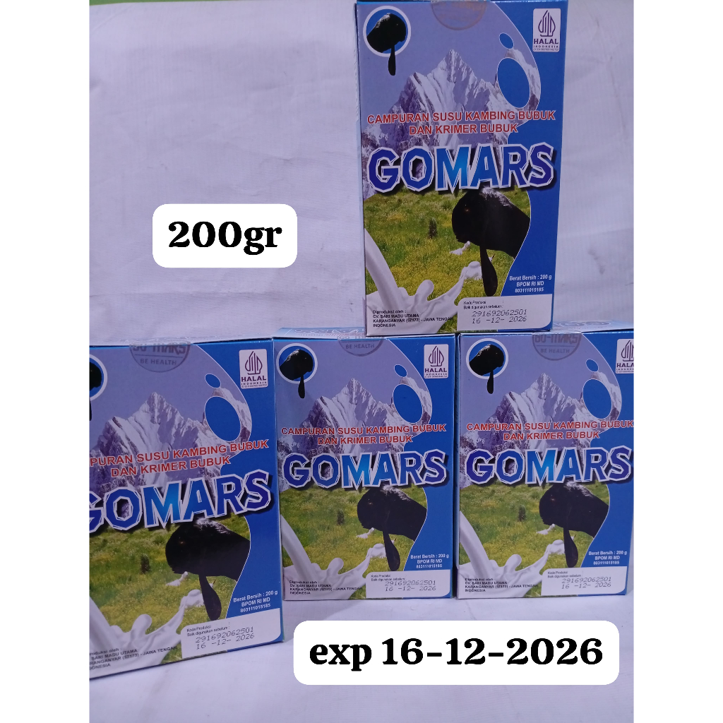 

susu kambing etawa gomars -susu kambing gomars original 200gr exp 24-10-2026 Bubuk original