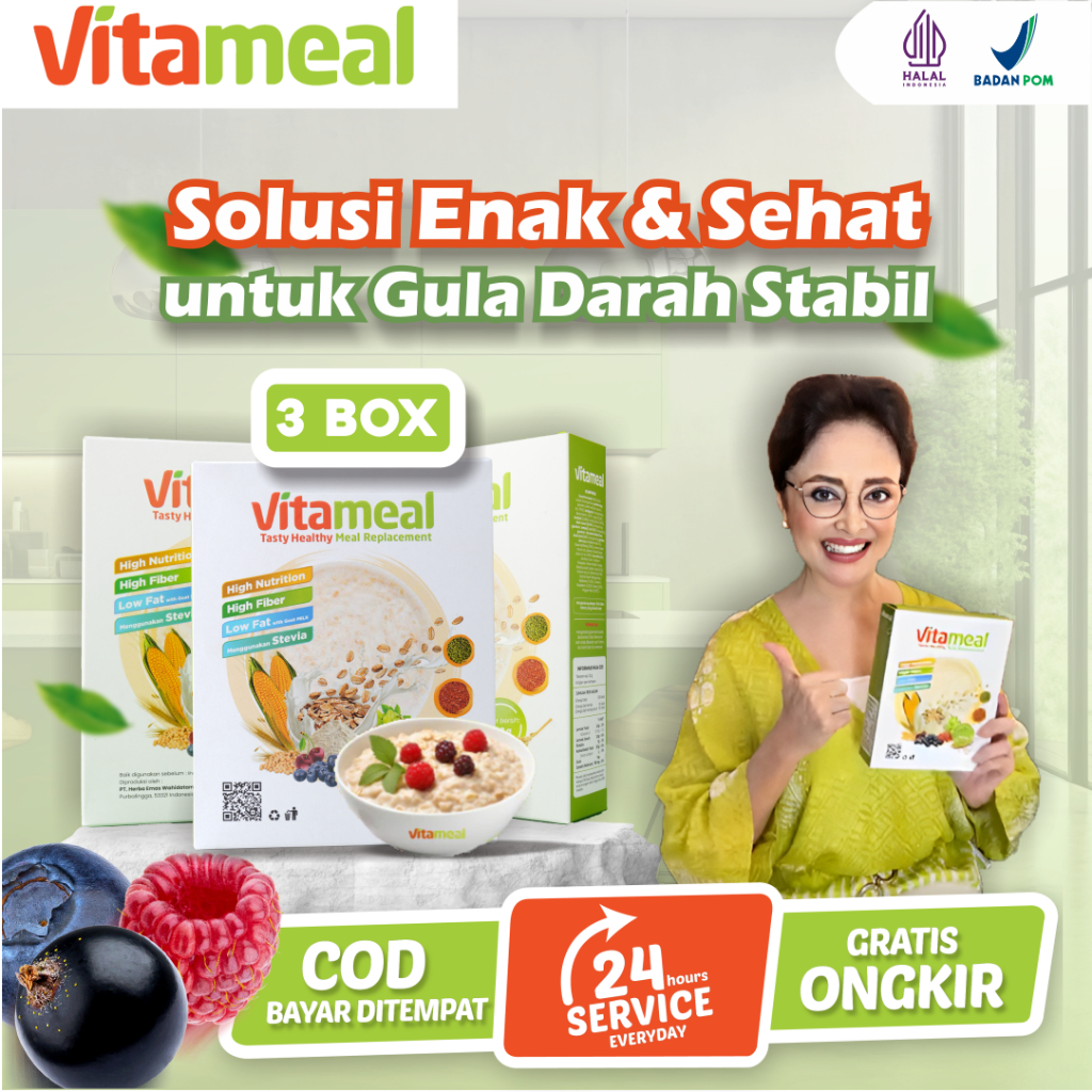

VITAMEAL Paket 3 Box Sereal Alami Multigrain Penurun Gula Darah Tinggi Obat Diabetes Kolesterol