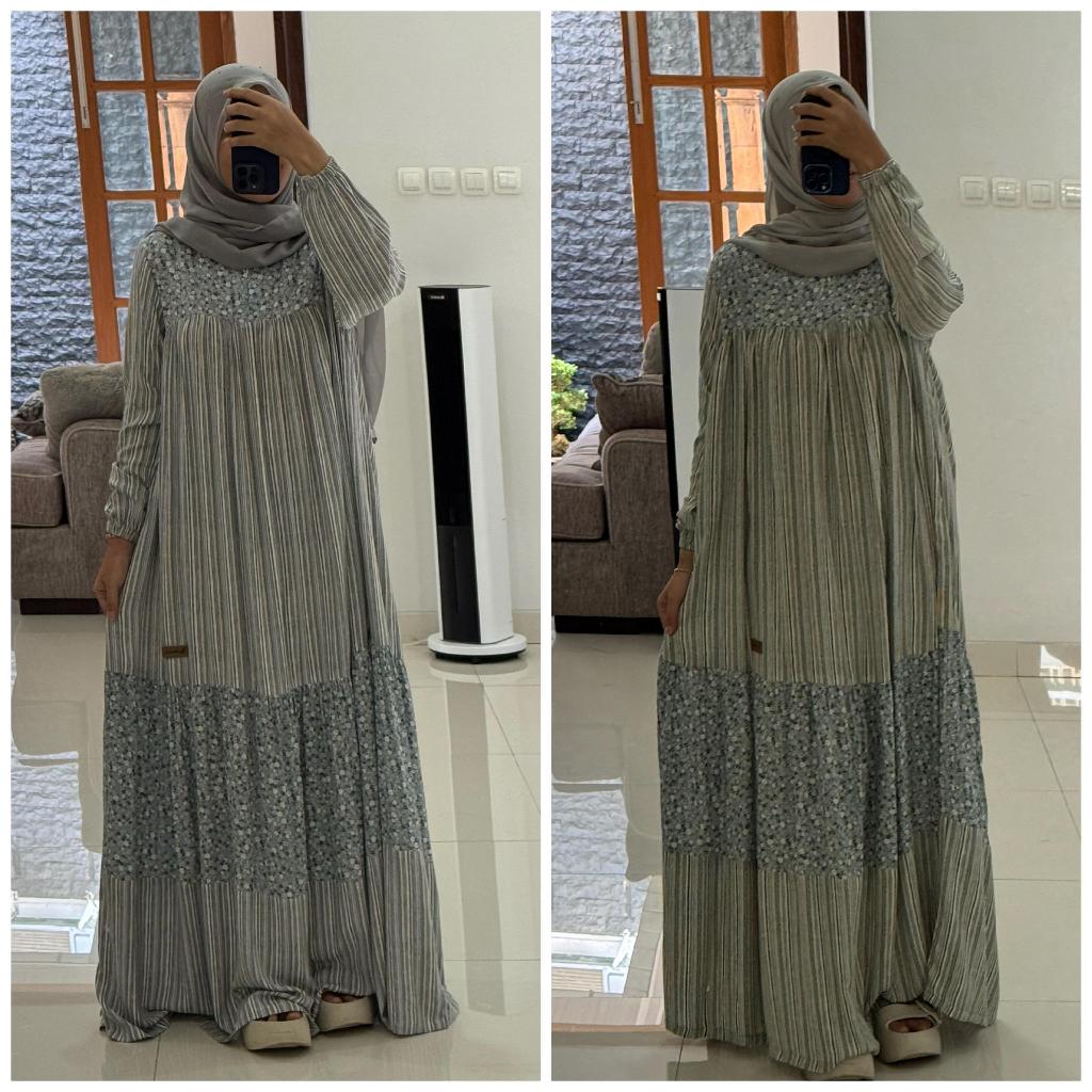 Dress Susun Salur Bunga Nadheefa Store Dress terbaru Nadheefa