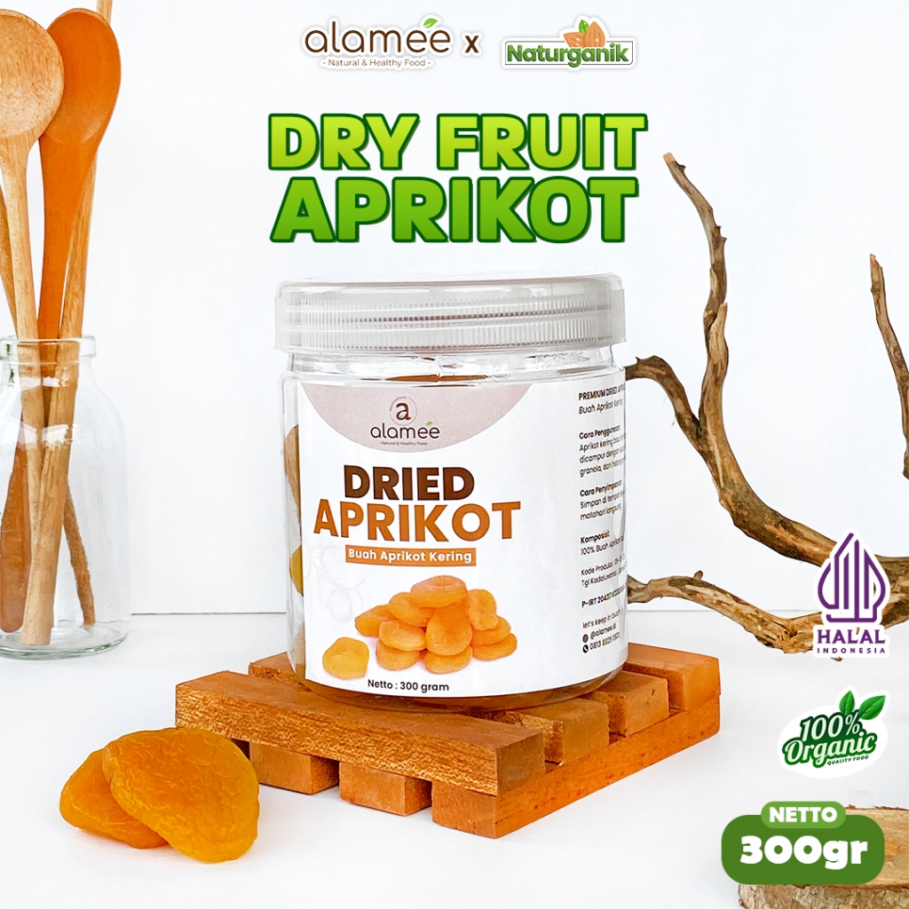 

ALAMEE Dried Apricot Buah Aprikot Kering Dried Fruit Apricots Tanpa Biji Cemilan 300gr Naturganik