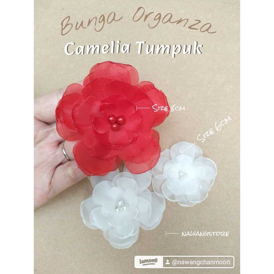 Aplikasi Bunga Camelia Tumpuk /organza /payet /jahit /kebaya /gaun