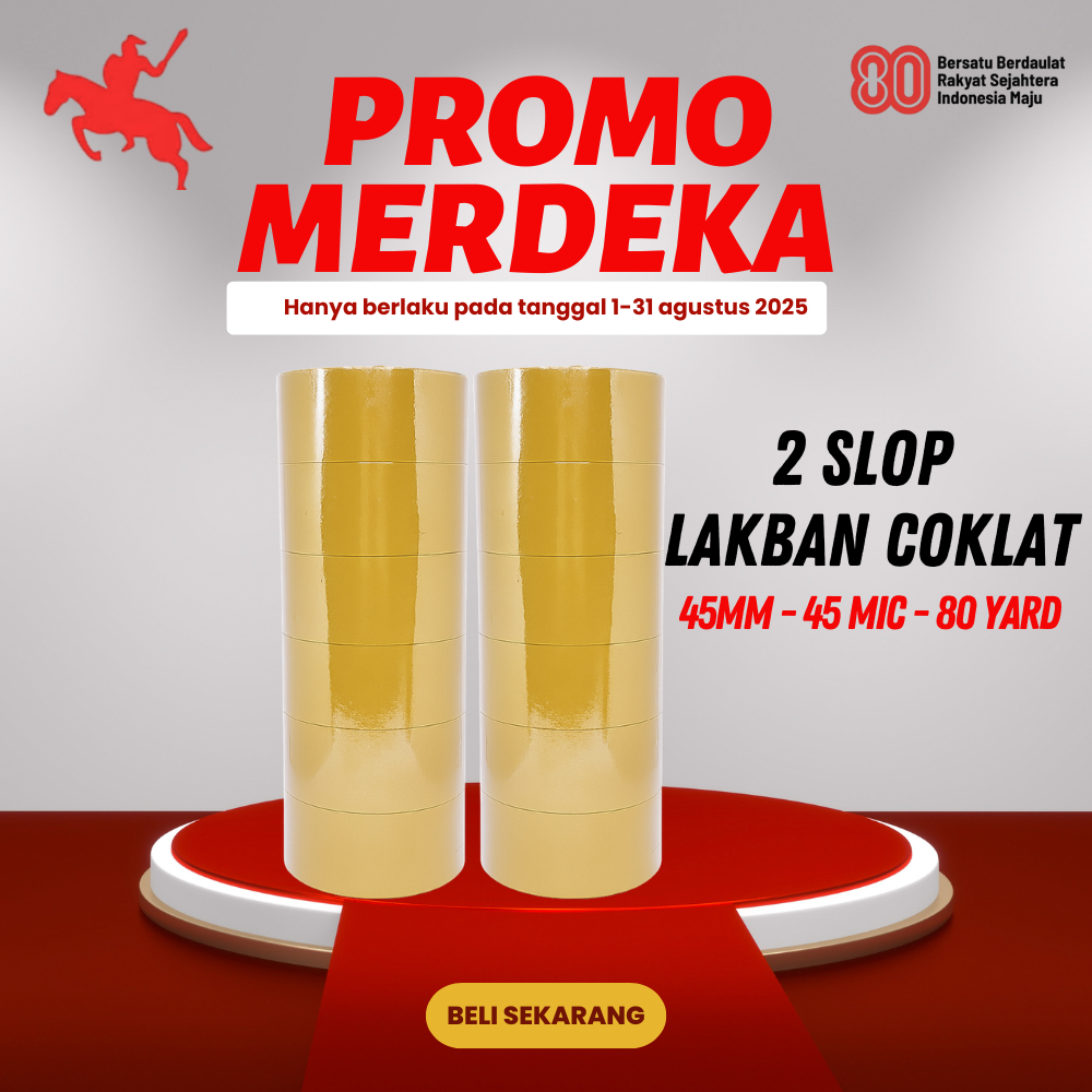 

PAKET HEMAT Lakban OPP Tape / Lakban Coklat KSATRIA Tape 80 Yard (2 Slop)