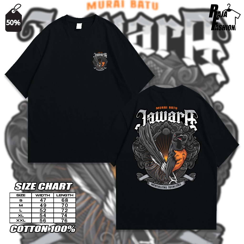 KAOS MURAI BATU JAWARA/KAOS TSHIRT NEW DESAIN PECINTA MURAI BATU/KAOS BURUNG MURAI BATU/Baju Murai M